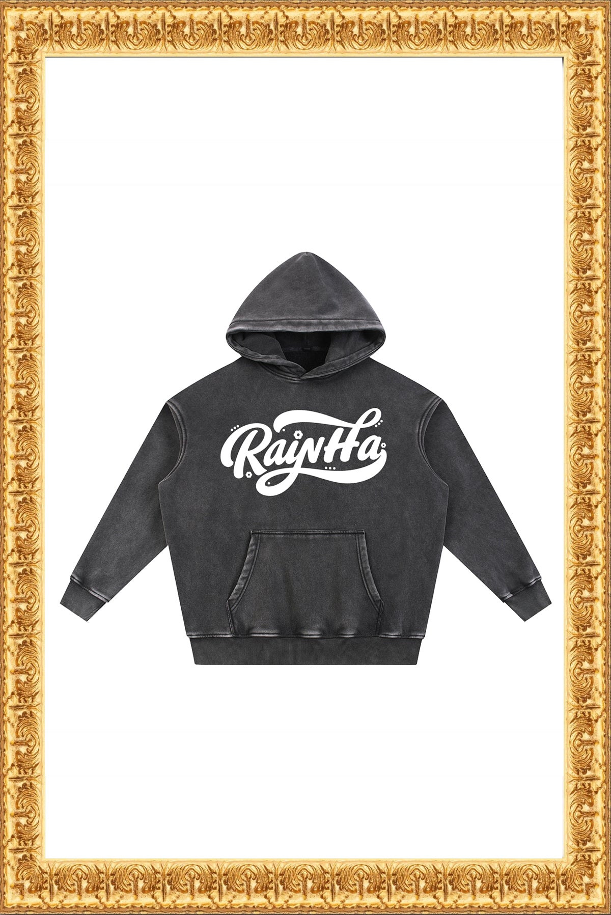 Rainha - Snow Wash Fleece Oversize Hoodie (Black)