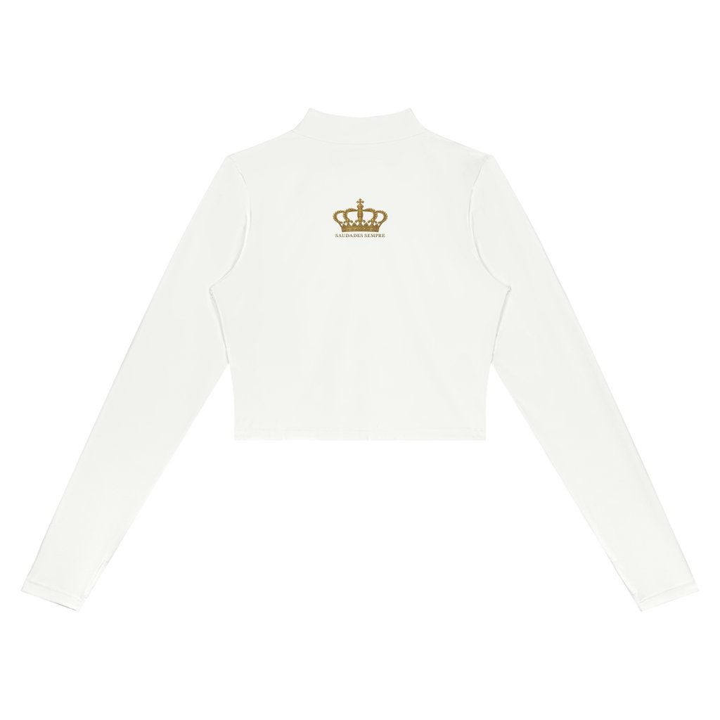 Saudades Sempre White Cropped Yoga Sports Jacket