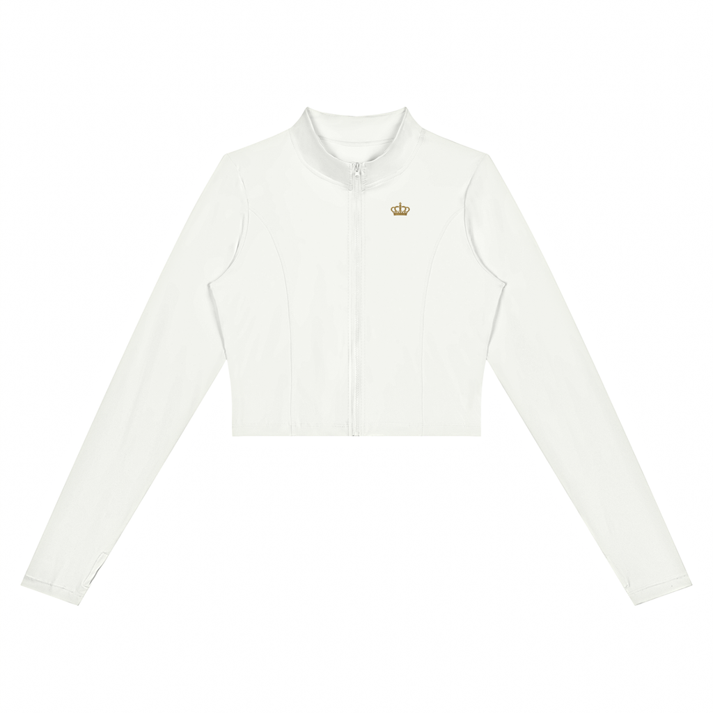 Saudades Sempre White Cropped Yoga Sports Jacket
