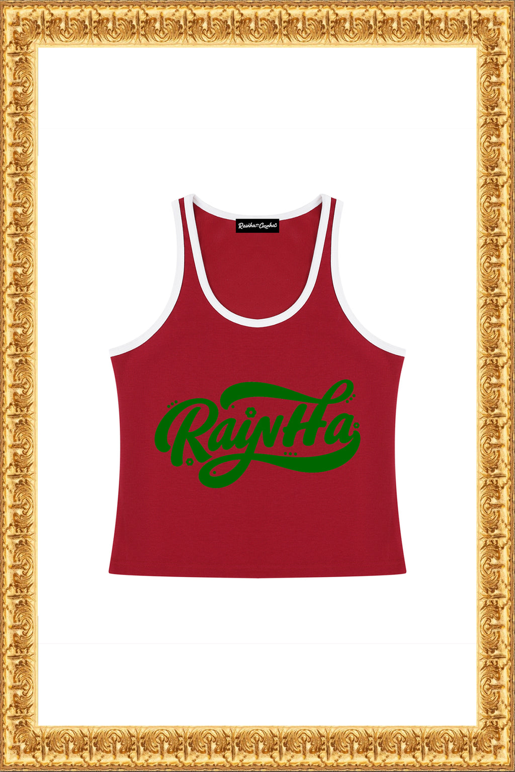 "Rainha" - Women's Color Block Cropped Tank Top (Red/White)