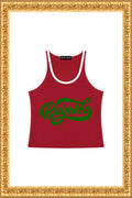 "Rainha" - Women's Color Block Cropped Tank Top (Red/White)