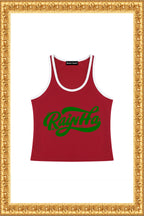 "Rainha" - Women's Color Block Cropped Tank Top (Red/White)