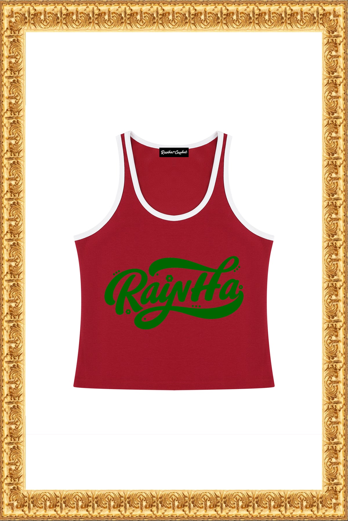 "Rainha" - Women's Color Block Cropped Tank Top (Red/White)