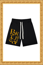 Born in Portugal - Loose Fit Drawstring Shorts (Black)