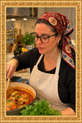 Cooking photo fitted edge-to-edge inside the ornate gold frame
