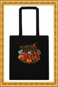 Cotton color tote bag inside the gold frame