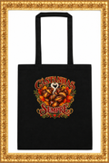 Cotton color tote bag inside the gold frame