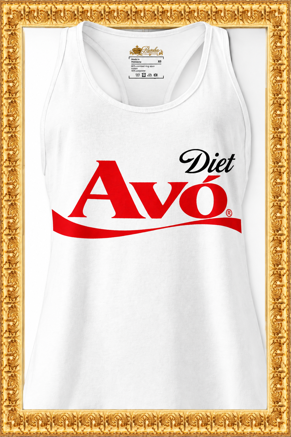 Diet Avó racerback tank top inside the ornate gold frame