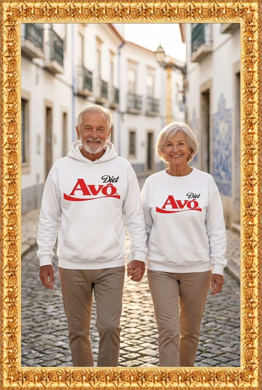 Grandparents walking together with the uploaded gold frame as the reference