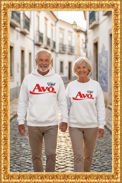 Grandparents walking together with the uploaded gold frame as the reference