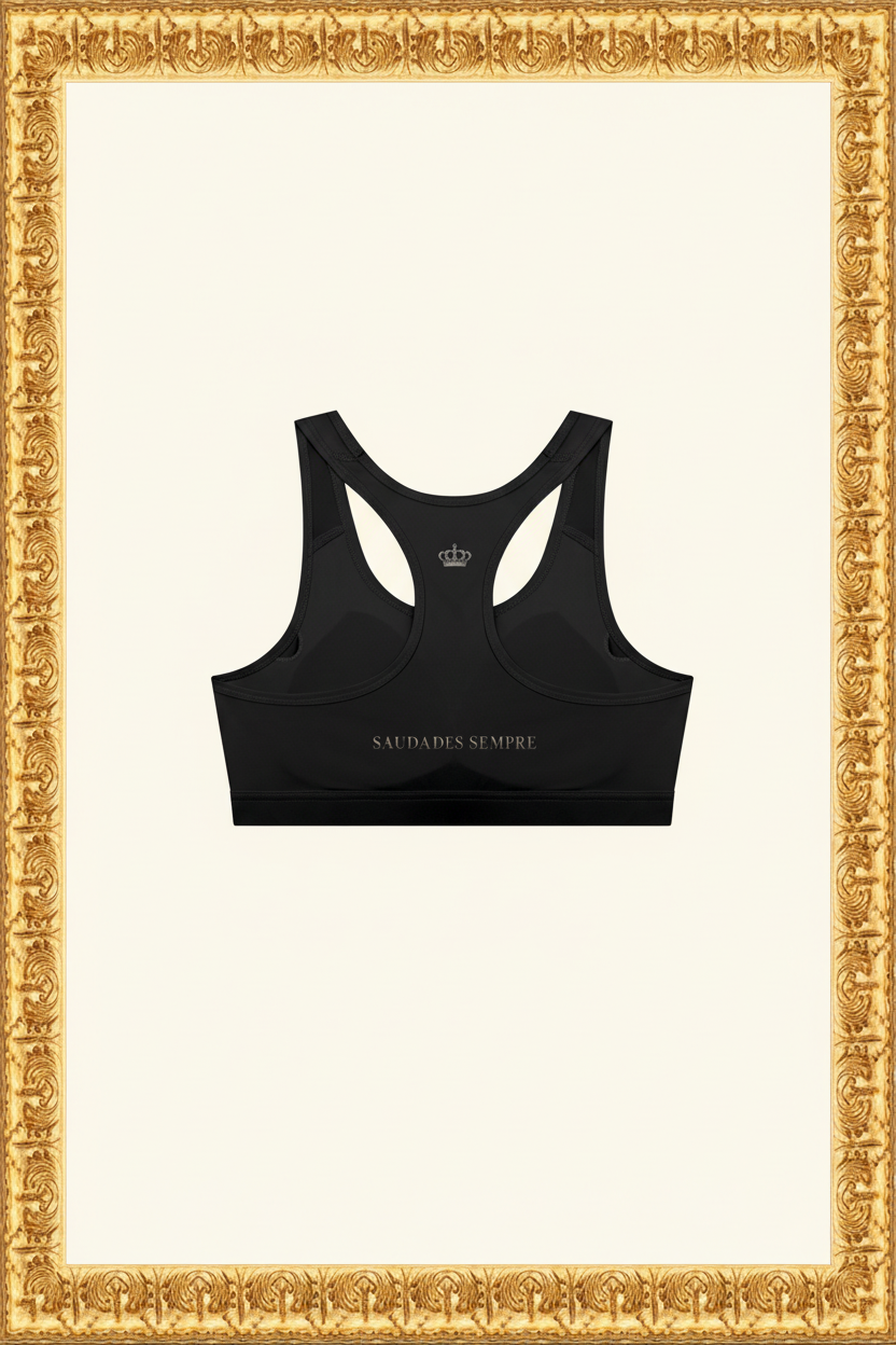 Saudades Sempre Sports Bra - Gold Frame Cream Background