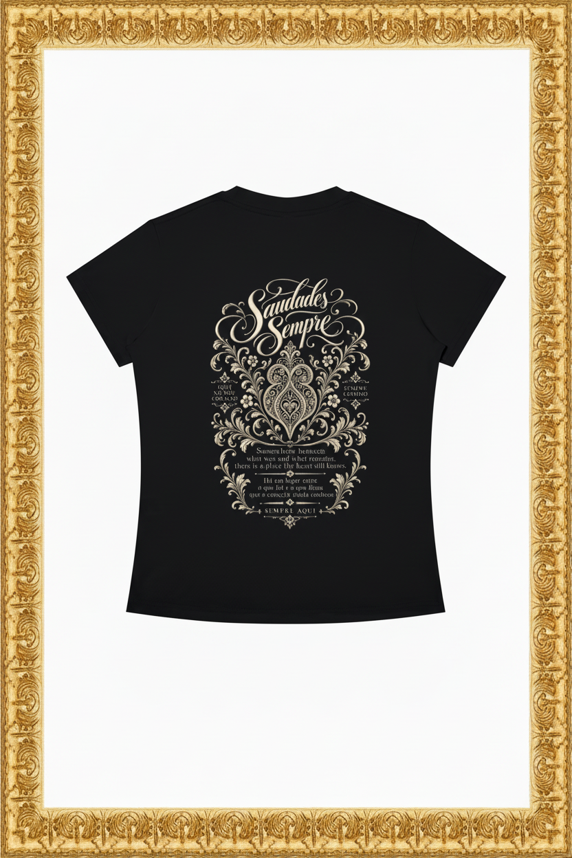 T-shirt back in gold frame