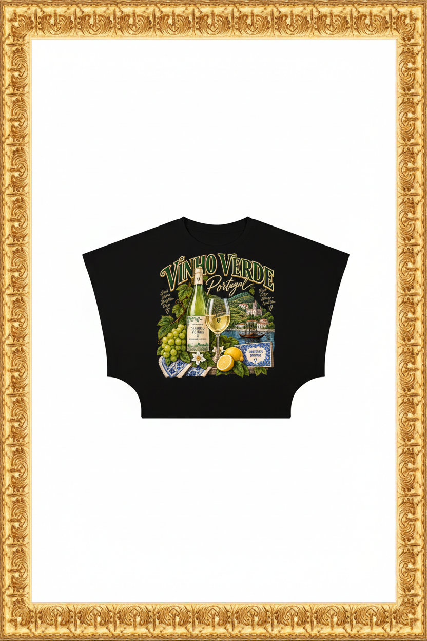Vinho Verde Portugal T-Shirt in an upright antique-gold frame